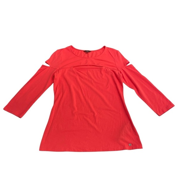 GUESS Women’s Pink Magma Keyhole Cutout
Cassie 3/4 Sleeve Cutout Top size L - Picture 7 of 16